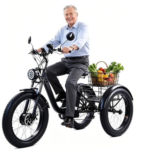 Triciclo elettrico da carico per adulti, 3 ruote, pneumatici...
