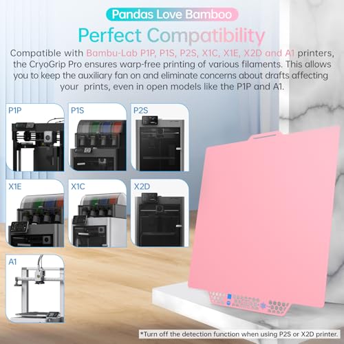 Image of BIQU CryoGrip Pro Glacier Pink Compatible with Bambu-Lab P1S /P1P /P2S /X2D /X1C /X1E /A1 3D Printers 257x257MM Panda Build Plate Double Sided Upgrade Removable Surface Platform