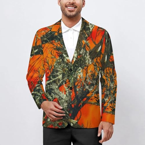 Orange Camouflage Mens Blazer Suit Jacket Lightweight Slim Fit Casual Coat2