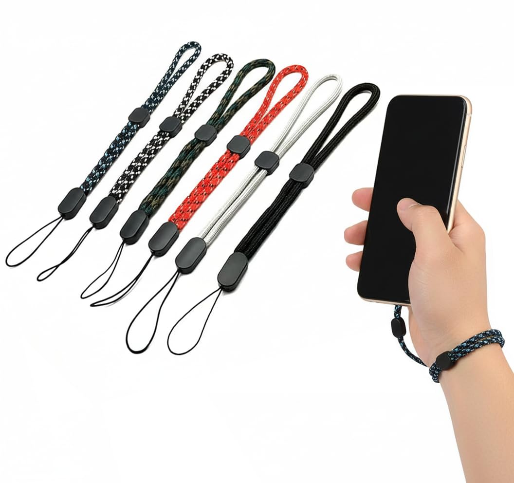 AccuPrints 6 Pack Adjustable Colorful Nylon Hand Wrist Straps for GoPro, Camera, Keys, Keychain, Phone, USB Flash Drive, Wallet, ID Name Tag Badge (Mixed Vibrant)