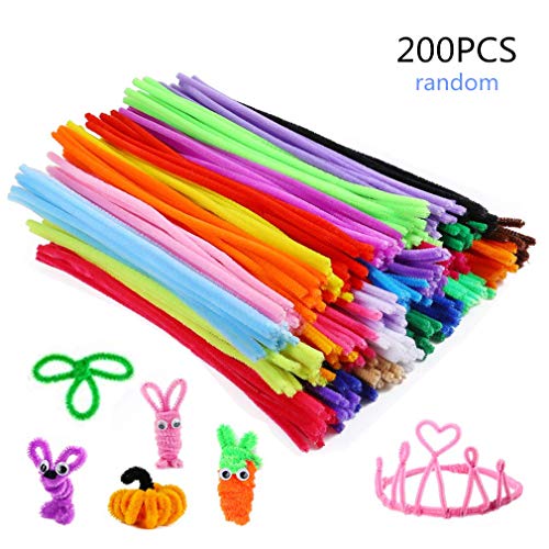 EAGLESTIME 200 Pcs Pipe Cleaners 6 mm x 12 Pulgadas Limpiadores de Pipa Limpiapipas Tallos de Chenilla para Bricolaje Decoraciones del Arte por SamGreatWorld, Color Aleatorio