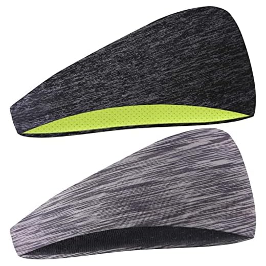 COOLOO Diadema para Hombres, 2 Pack Sweatband Deportiva para Hombre Mujer Unisex, Rendimiento Estiramiento y humectación para Correr Gym Tennis Basketball