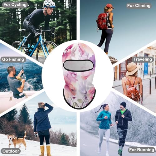 Balaclava con diseño floral en acuarela y púrpura para hombres y mujeres, protección solar, transpirable, máscara facial de cabeza completa para senderismo, ciclismo, running y conducción miniatura 6