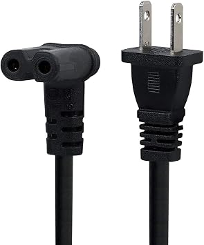 12FT US 2 Prong to IEC 320 C7 Figure 8 Right Angle-Down Angle AC Power Cord - Replacement for LED LCD TV, Monitor, Apple TV, Sony PS4, PS3 Slim