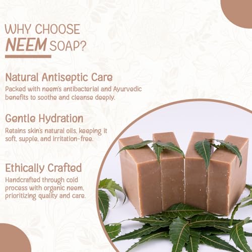 Image of Naturalis Neem Soap for Skin Itching - Handmade Cold Pressed Neem Soap with Organic Ingredients - Natural Luxury Antiseptic Soap for Deep Cleansing, Hydration, and Skin Protection, 100g