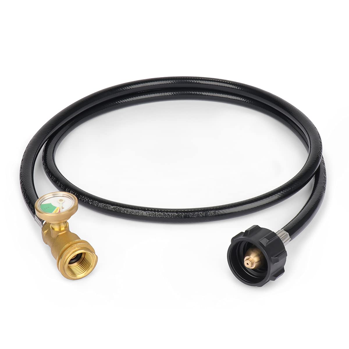 DEPFALL Propane Tank Extension Hose with Gauge, 5 Feet Propane Hoses