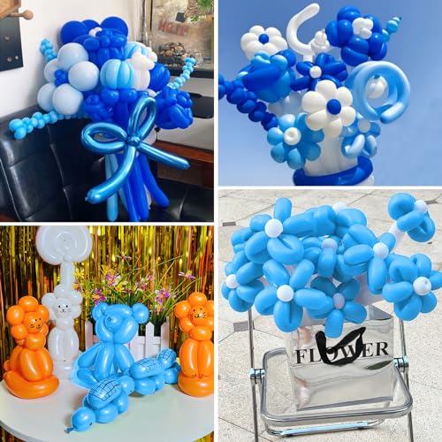 Image of 100Pcs Light Blue 260 Balloons, Long Balloon for Tying Balloon Arch, Long Skinny Ballons for Twisting Ballons Animal Balloons Birthday Party Wedding Festival Decorations