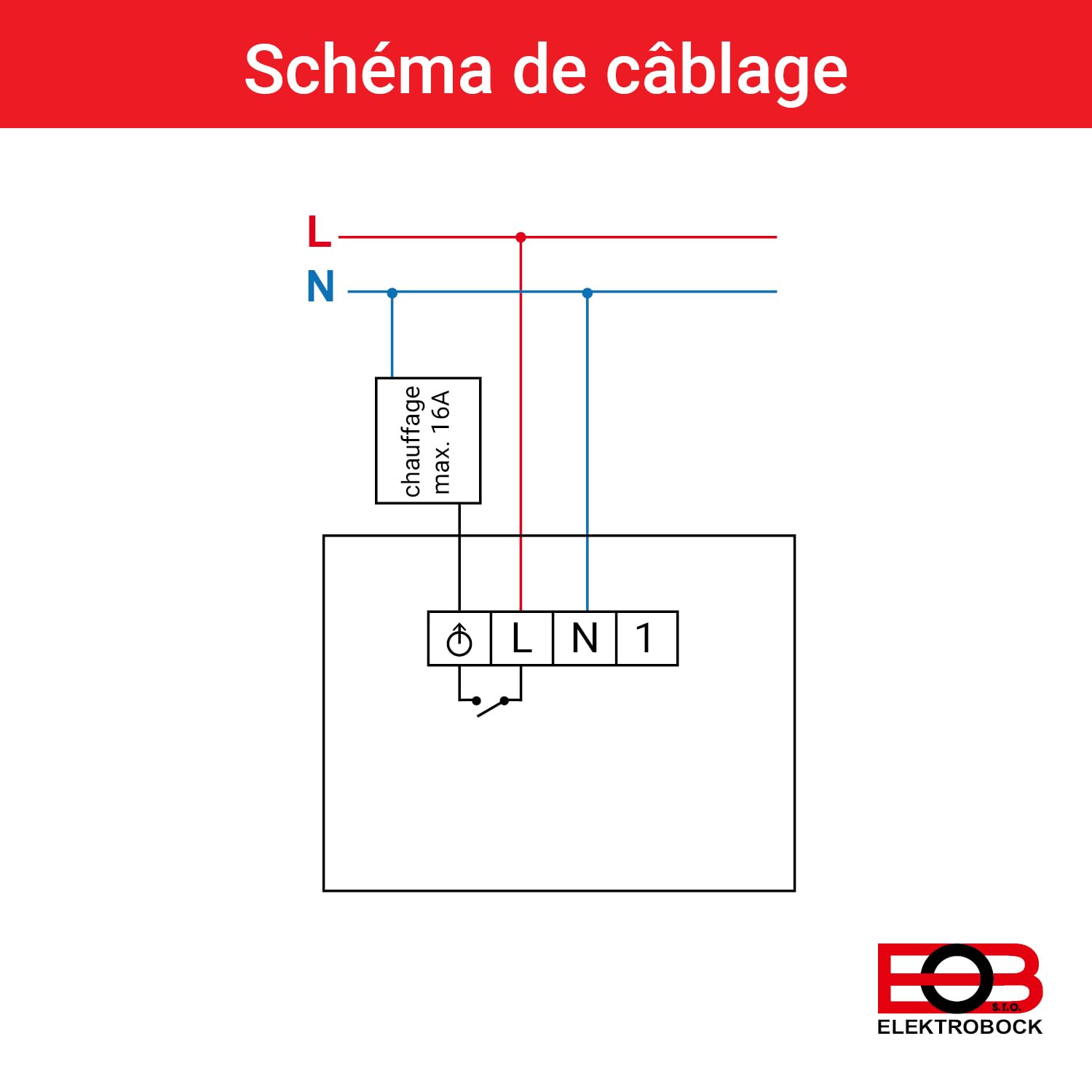 ELEKTROBOCK PT14-P Thermostat D'ambiance Numérique 230 V – Thermostat Mural Programmable Avec Grand écran LCD éclairé – Pour Chauffage électrique – Programme Hebdomadaire Réglable Et Fonctions