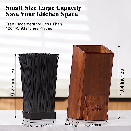 ENOKING Wooden Universal Knife Block, Knife Block Without Knives, Acacia Wood Knife Holder Storage Stand with Removable Plastic Bristles for Kitchen Counter Knife Storage Rack(1-Tier) - Image 6