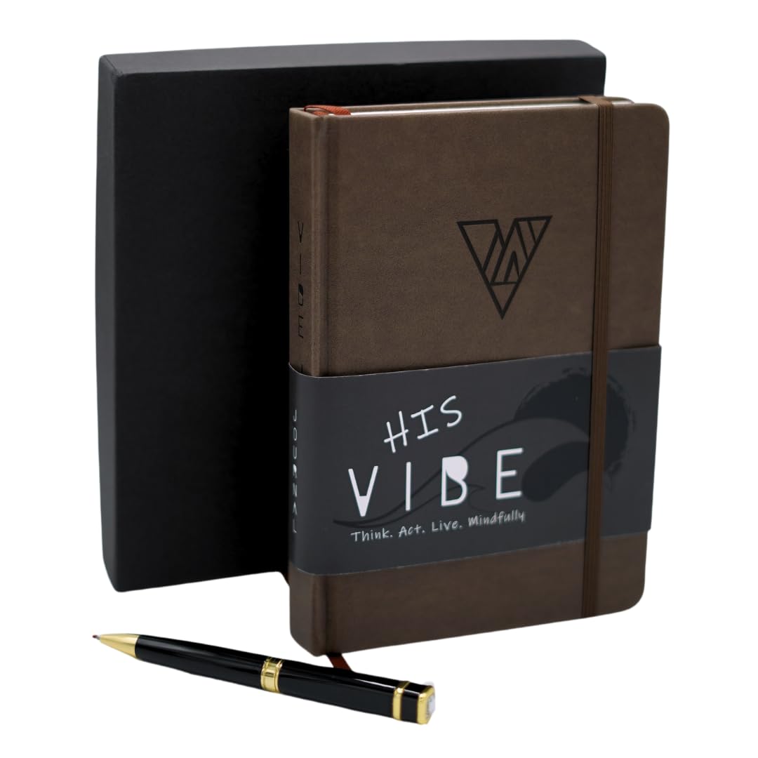The Vibe Journal and Pen Gift Set: 13-Week Guided Mindfulness Journal for Men | Thoughtful Daily Prompts, Practical Exercises, and Habit-Building Tools | A5 Size | Premium Self-Care and Writing Gift