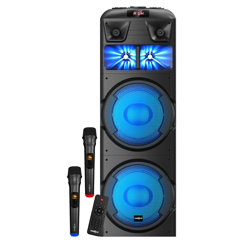 Image of FRONTECH SW-0139 Rane Multimedia Trolley Speaker - 140W Output, Bluetooth 5.0, LED Display, Disco Light, Wheels, Handle - Black