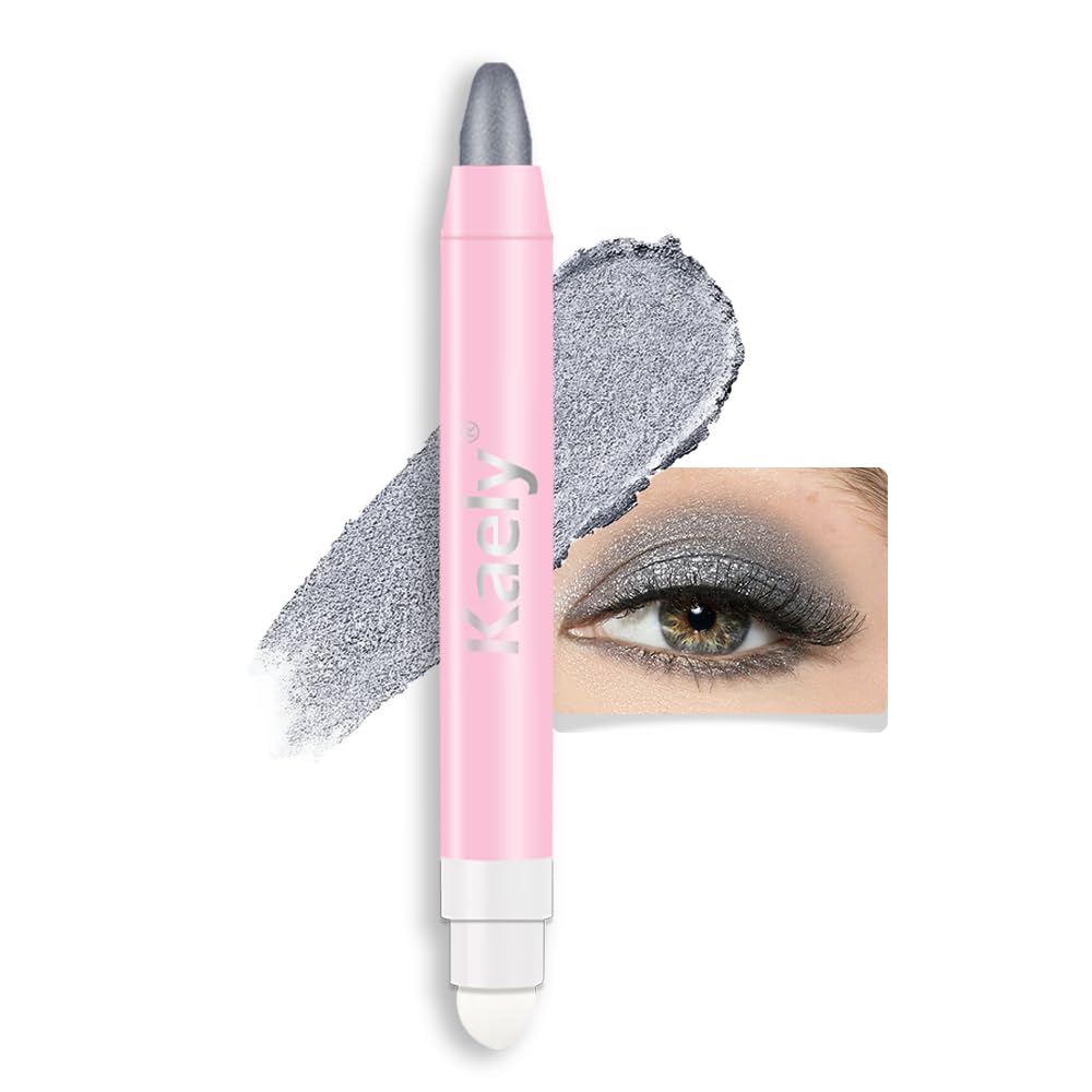 HHLTOH 2-in-1 Cream Eyeshadow & Highlighter Stick, Waterproof Dazzling Grey Shimmer Eye Shadow Pencil for Women, Long-Lasting Pigmented Makeup, sombras para ojos 02