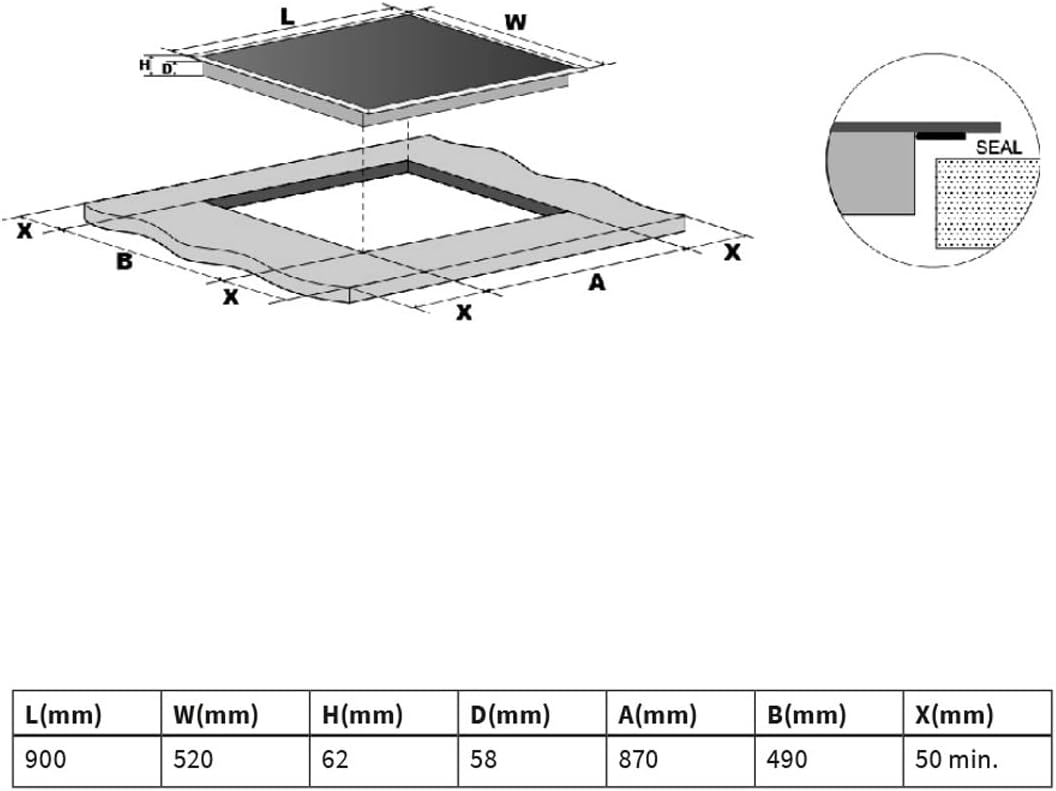 KKT KOLBE Piano Cottura Induzione / 90 cm / 9 kW / 5 zone di cottura / 9 livelli di potenza/due zone flessibili/Riscaldamento rapido / IND9052FZ