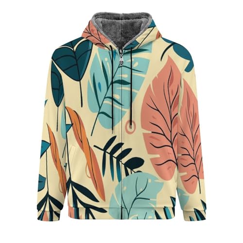Veste polaire à capuche homme vêtement chaud à motif tropical