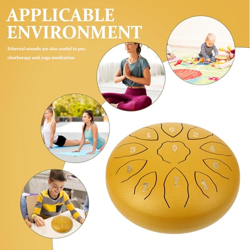 Tambor de lengüeta de acero 8 pulgadas 11 notas dorado para meditación miniatura 7