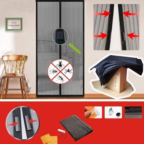 Image of Polyester Magnetic Mosquito Net for Door | Mosquito Curtain for All Door Types & Sizes | Auto-Closing Insect Screen to Keep Mosquito Out (210x100 cms)