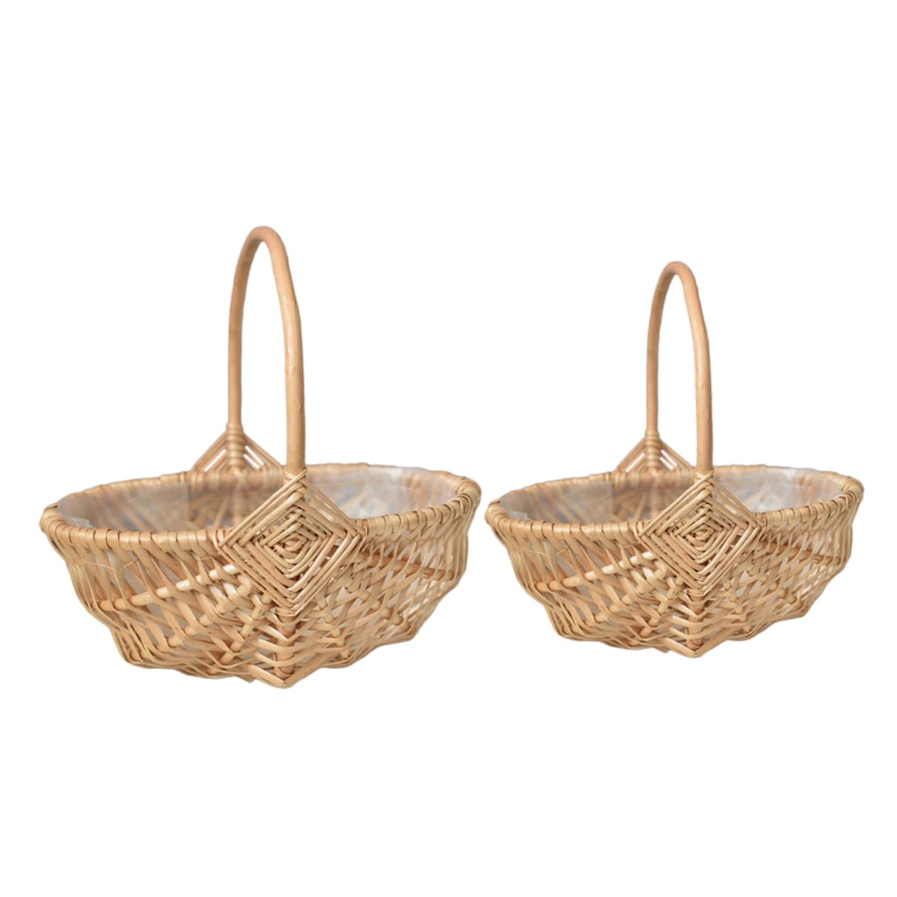 Handgewebte Rattan Körbe Tragbar und Vielseitig 2 Stück in Khaki für Blumen und Kleinteile als Hochzeitsdekoration oder Festbankett Accessoire