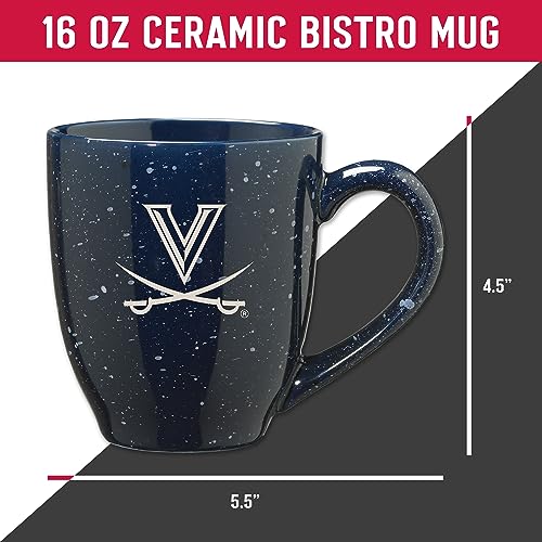 Image of Rico Industries NCAA Virginia Cavaliers Navy Blue Personalized 16 oz Team Color Laser Engraved Speckled Ceramic Coffee Mug