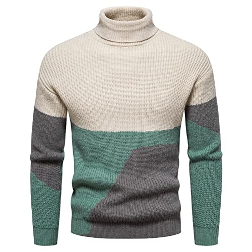 Manteau hiver laine homme col roulé beige grande taille XXL décontracté