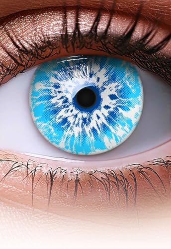 MeralenS Lentilles couleur bleu - Ice Blue Halloween, Shrovetide, Carnaval | 1 paire (2 pièces) | sans correction | 0,00 Dioptries