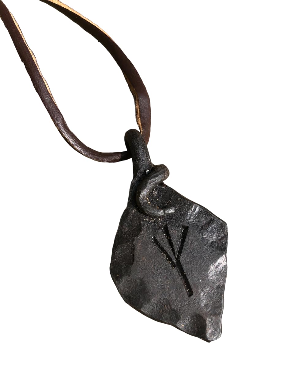 Forged Iron Algiz Elhaz Yr Rune Viking Amulet Runic Nordic Pendant Talisman Necklace Medieval/Viking/Norse/Celtic Pendant Jewelry