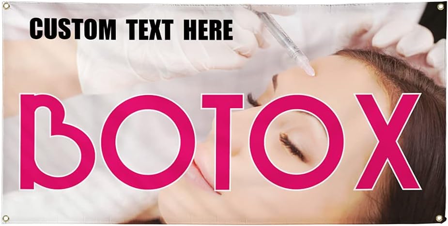 Vinyl Banner Multiple Sizes Botox Outdoor Advertising Printing Business Outdoor Weatherproof Industrial Yard Signs 6 Grommets 36x72Inches