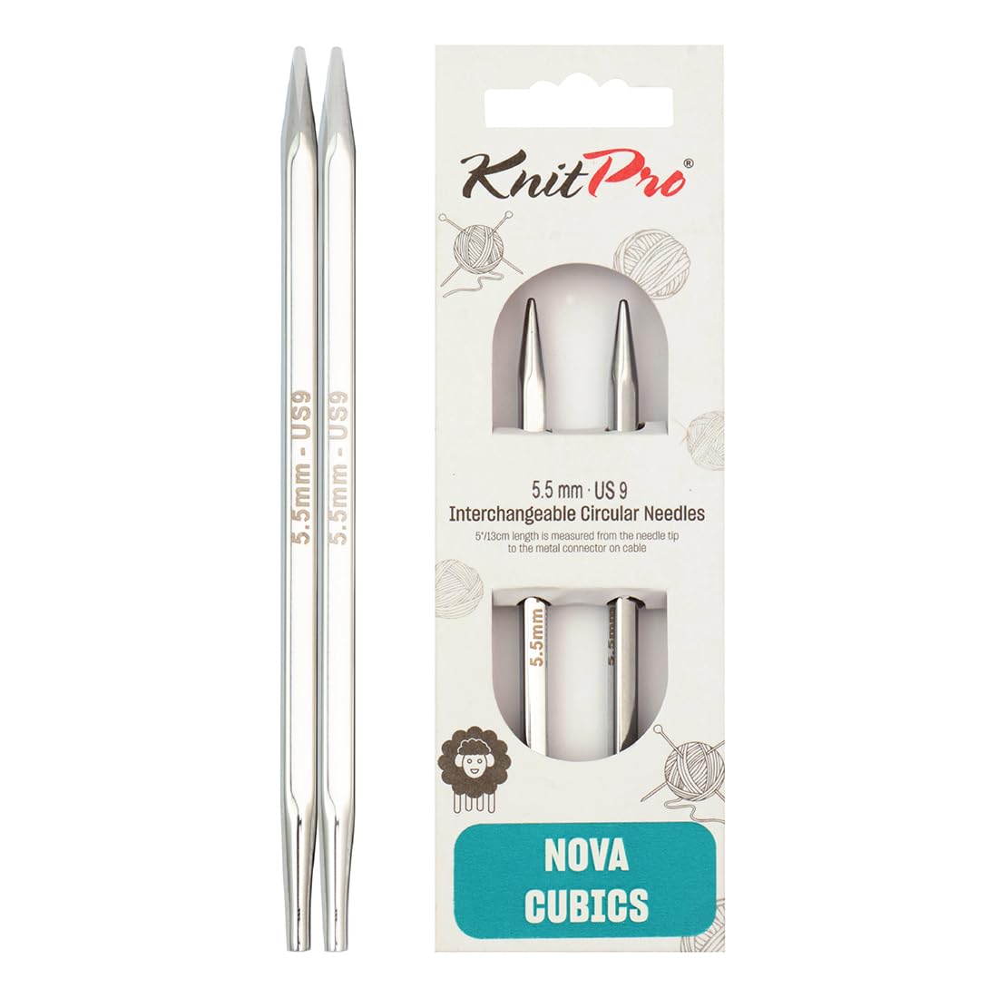 KnitPro Nova Cubics Interchangeable Circular Needles 4" (10cm) | 5.50mm