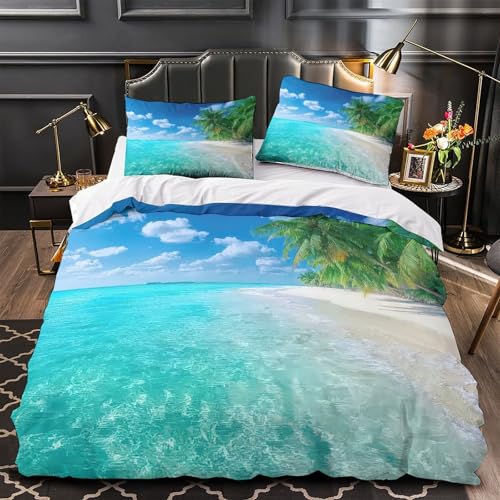 Parure de lit plage tropicale housse couette 135x200 - 2