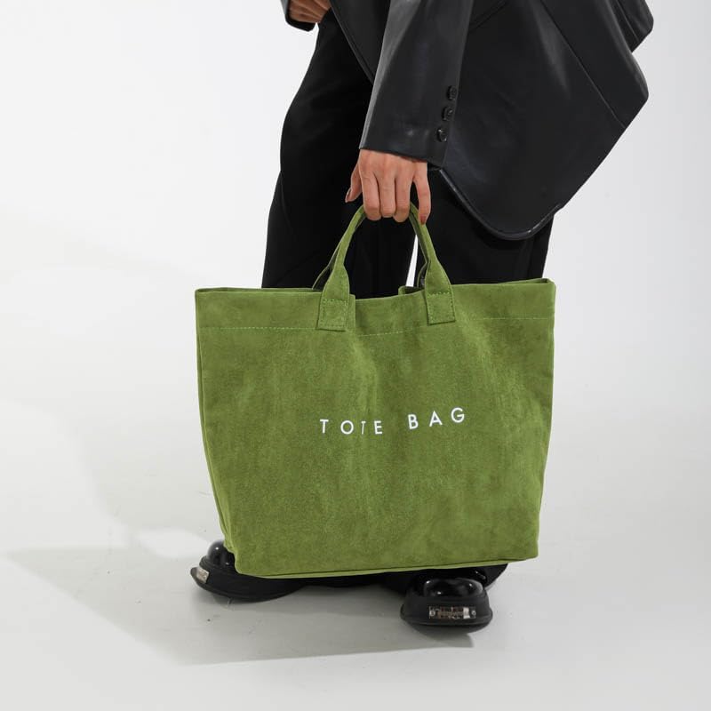 Suede Tote Bag for Women Large Tote Purse for Work Travel Letter Print Hobo Bag Han... - Image 8