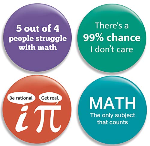 Funny Math pinback idéal pour offrir un lot de 4 boutons d'humour scientifique