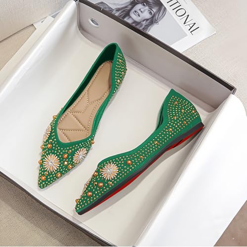 Women's Flats Comfortable Pointed Rhinestone Ballet Flats for Wedding Parties Work Dates Sparkle Elegant Dress Flats3