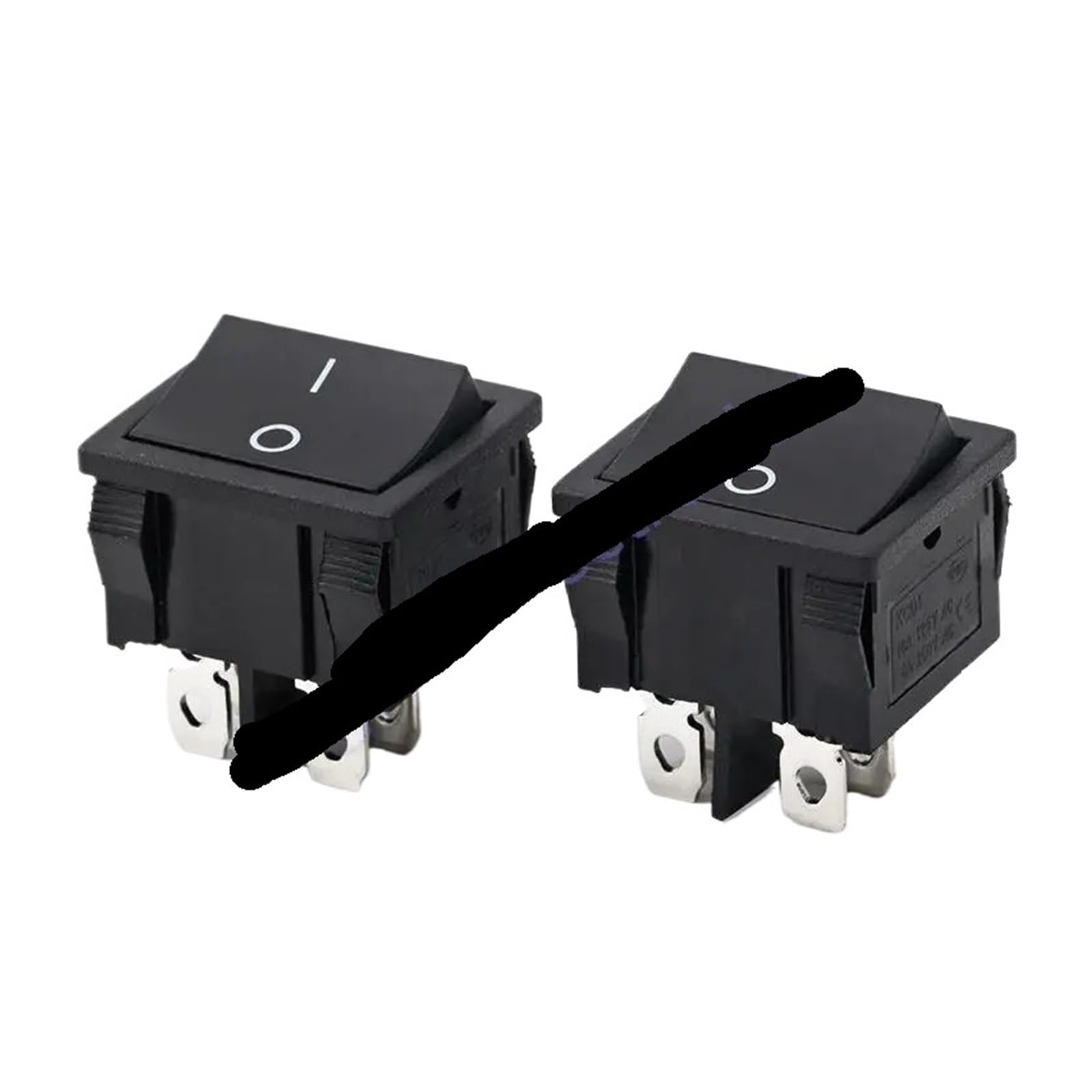 BKGWCSOR KCD5 21X24mm 21 * 24mm 4 Pin 2 Position 6A/12A 250VAC ON-OFF DPST Black Rocker Switch Switches