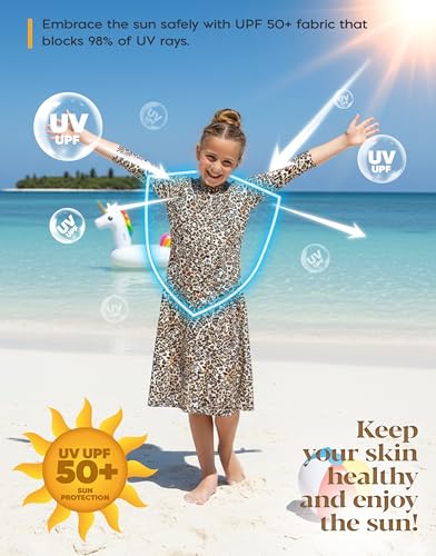 Image of Girl One Piece Modest Long Sleeve Swim Dress