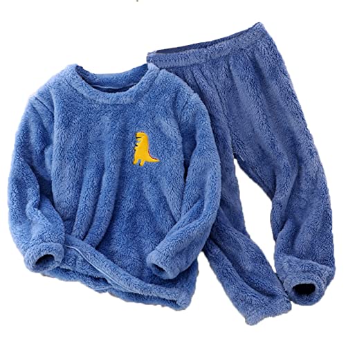 Toddler Boys Girls Fleece Pajama Set Winter Warm Plush Tops+Pants Outfits Sleepwear Soft Comfy 2 Piece Loungewear Child PJS