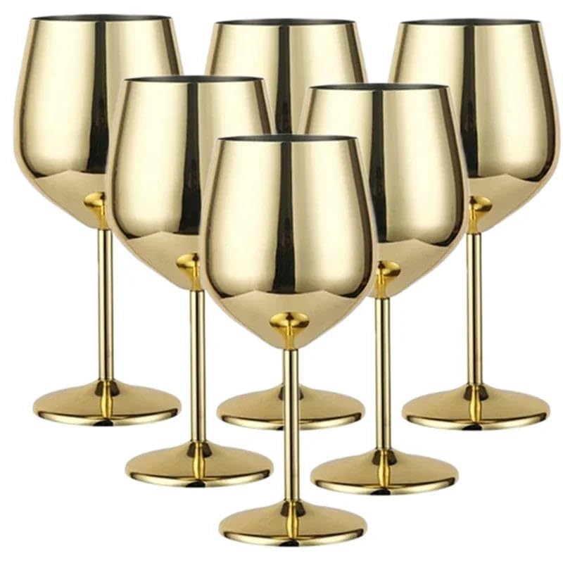 Wunderschöne große Edelstahl Weingläser - Champagner Rotwein Cocktailgläser (Silber) 500ml