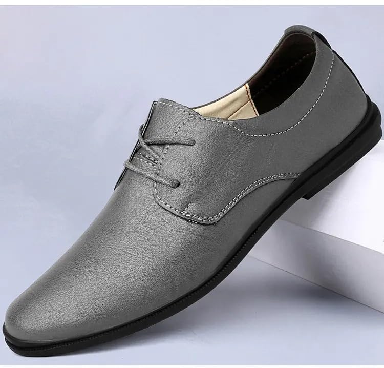 Shoes Dress Oxford for Men Lace Up Round Toe Vegan Leather Derby Shoes Low Top Rubber Sole Anti-Slip Prom2