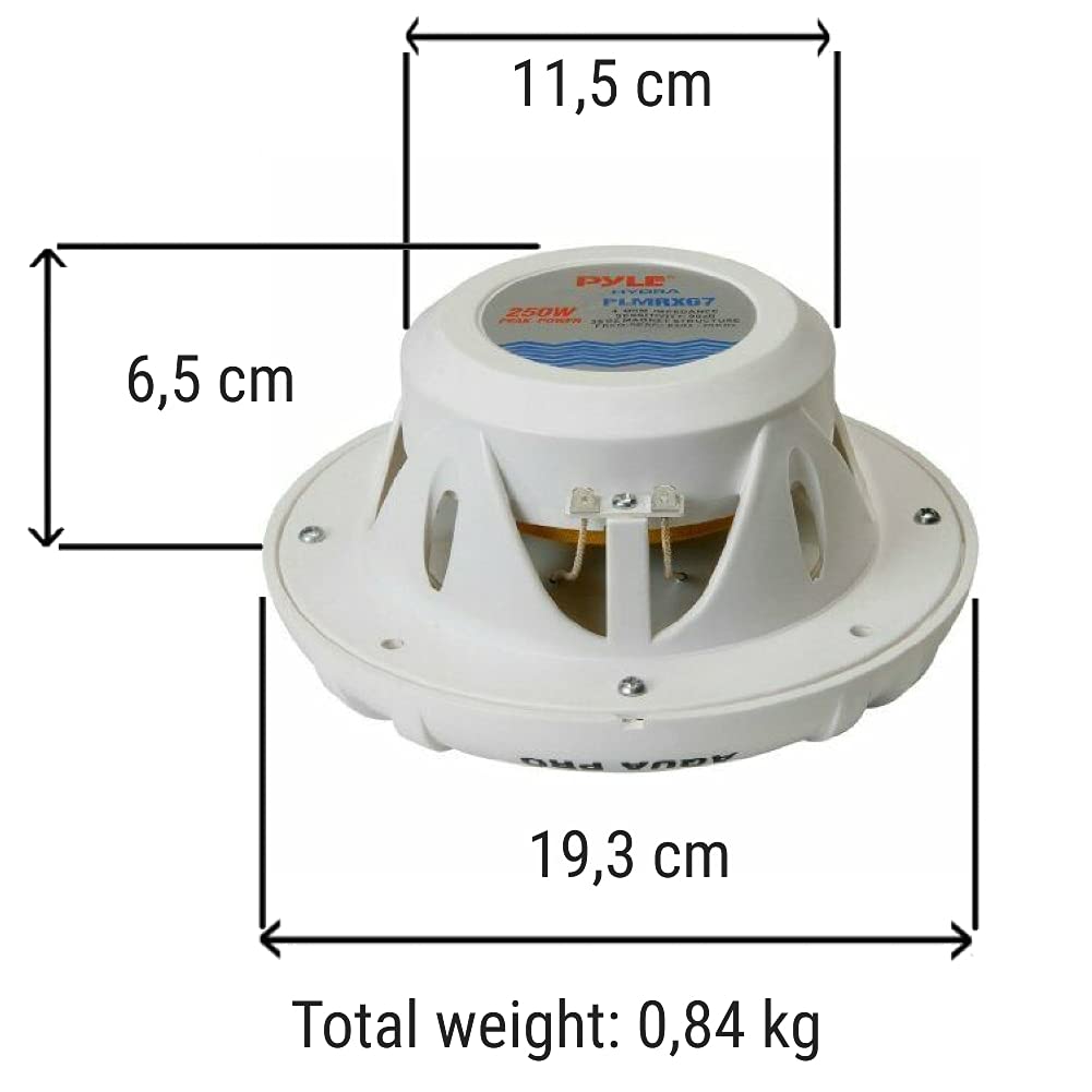 Pyle 2 ALTOPARLANTI PLMRX67 bianchi a 2 vie 250 watt max 19,3 cm impermeabili a coppia
