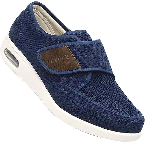 Möge Zapatos para Pies Hinchados Hombre Zapatos deportivos casuales ajustables zapatos de pies hinchados para personas mayores Zapatillas Con Adhesivo Ajustable(Blue,41 EU)