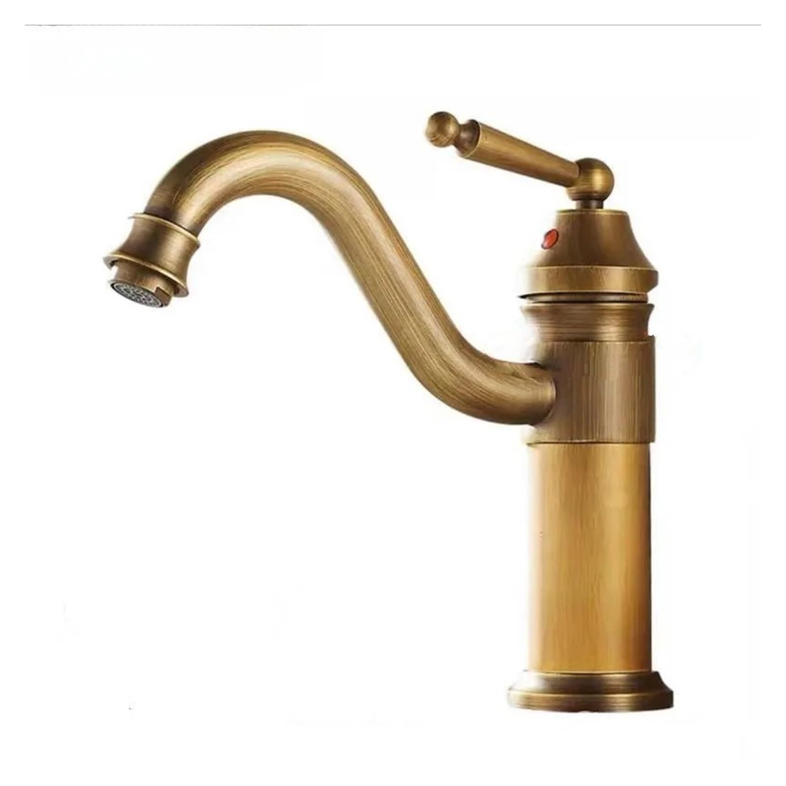 SOHNVWTGD Antique Copper Single Handle Bathroom Basin Faucet Mixer Tap with Hot and Cold Water Control (Tall)