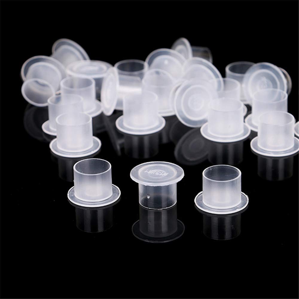 300 tazas de tinta de plástico desechables para tatuaje, tapas anchas, base blanca, grandes L 14 * 17 mm, tazas de tinta para tatuaje para tinta de tatuaje, suministros de tatuaje, kits de tatuaje