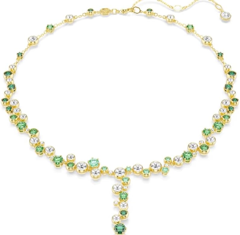 Swarovski Constella Y necklace Mixed cuts, Green, Gold-tone plated