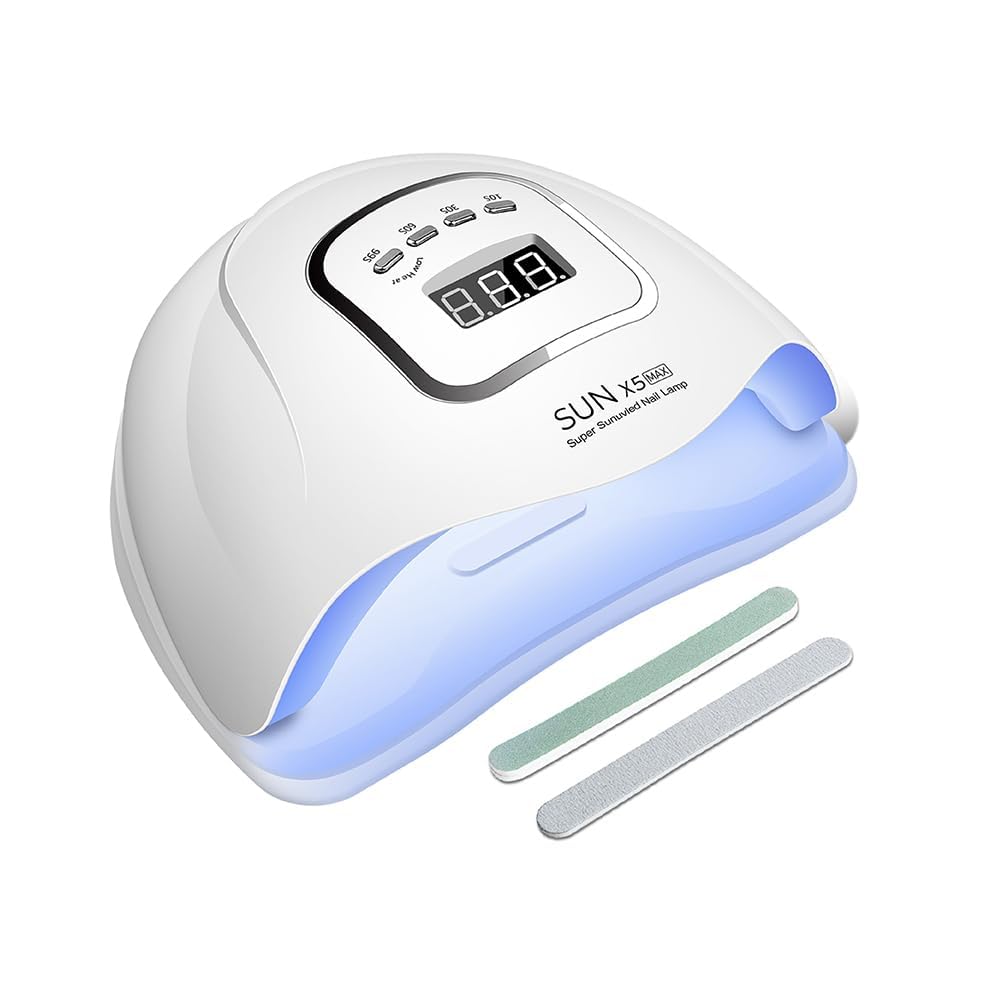 Lampade UV Per Unghie,150W Portatile Lampada per Unghie Asciuga Smalto Sensore e Asciugatura a Doppia Velocità Lampada Unghie LED UV,4 Modalità Timer,Display LCD Fornetto Unghie per Manicure (Bianco)
