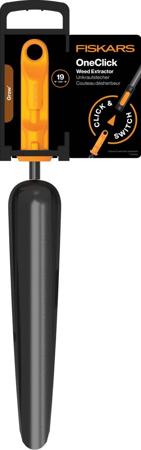 Fiskars Oneclick Estirpatore di Erbacce, Testa in Acciaio al Boro, Nero/Arancione