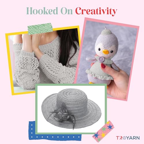 Image of TROYARN Summer (4- Skeins Pack) Silk Effect Hand Knitting Yarn Crochet Art Lace Craft 100% Microfiber Acrylic 4x100 gr (4x383 yds) (105168 - Winter White)