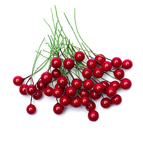 image for Feyees 100pcs Artificial red Berries Christmas Tree Floral Arrangement