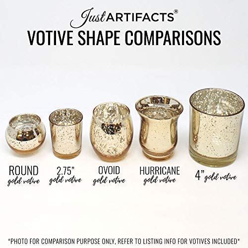 Just Artifacts 100pc (Bulk) Mercury Glass Votive Candle Holder 2.75" H (100pcs, Speckled Gold) - Mercury Glass Votive Tealight Candle Holders for Weddings, Parties and Home Décor