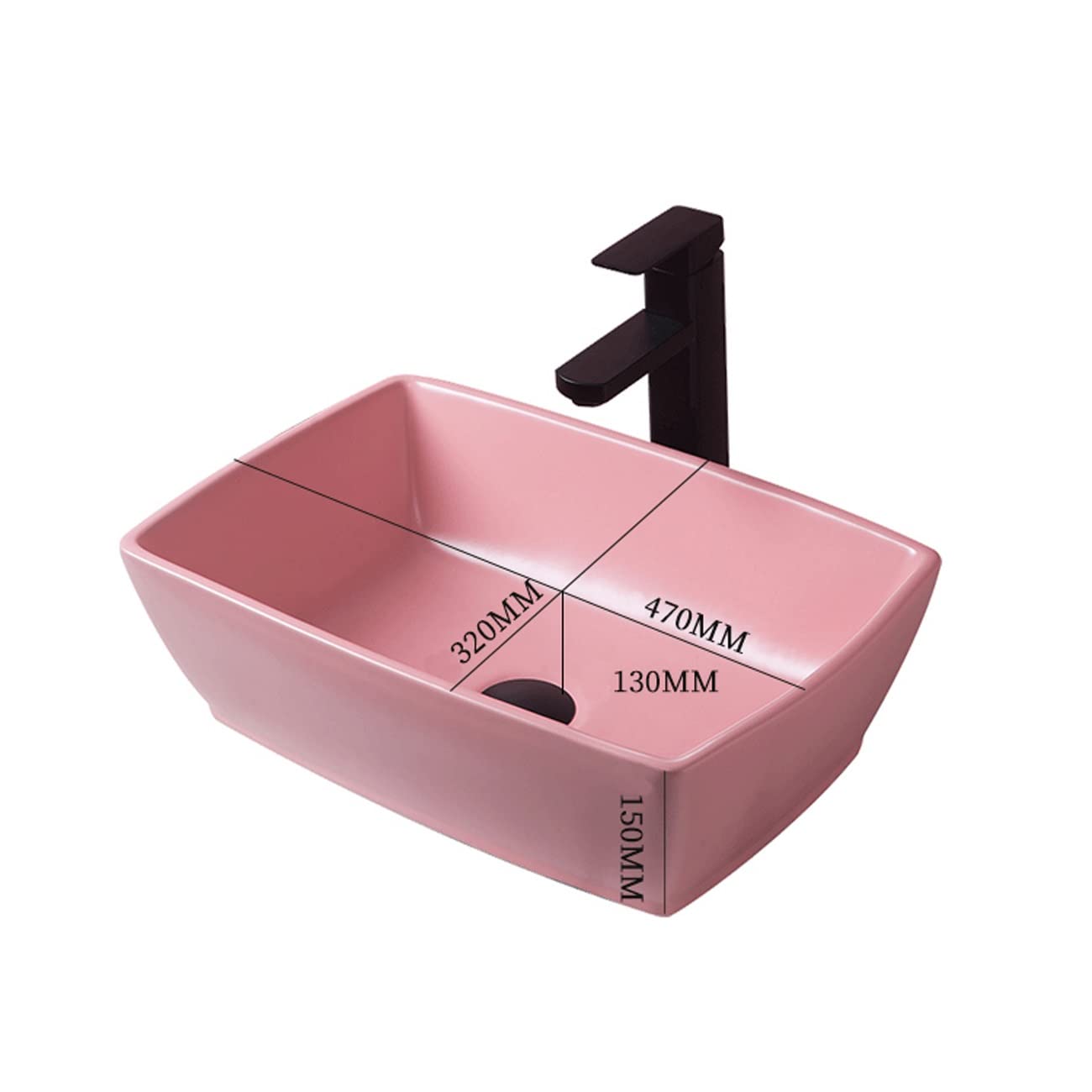 Prostokątna Umywalka Nablatowa, Minimalistyczna Porcelanowa Umywalka Artystyczna, Ceramiczna Umywalka Nablatowa, Rozmiar Greenone