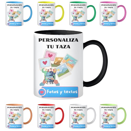 Fresh-KO Taza Personalizada con Foto y Texto - 330ml Cerámica Calidad AAA+ - Nombre en el Asa - Apta Microondas y Lavavajilla - Regalo Original - Taza de Cafe - Caneca Personalizada