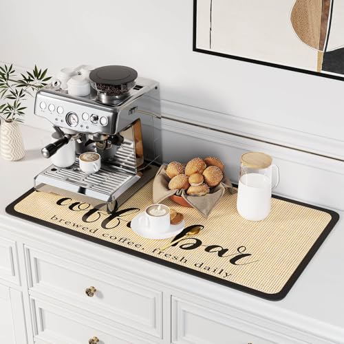 Coffee mat for kitchen counter with waterproof backing