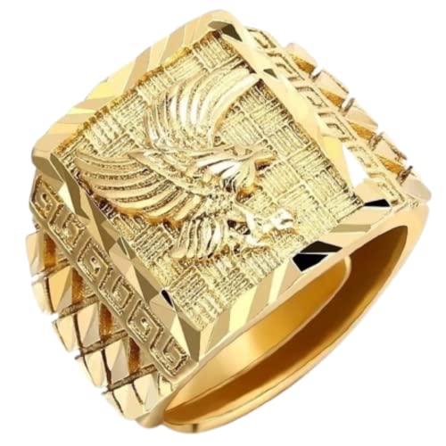 Kit 2 Anéis Águia Dourado Gold Masculino Resistente Reforçado Folheado a Ouro e Material Aço Inox Pa